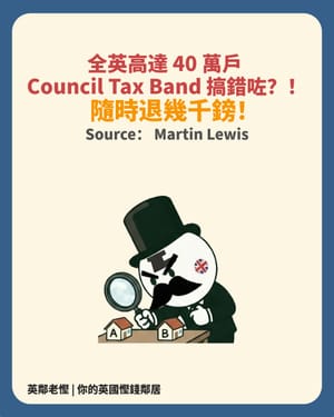 【慳錢警報】全英高達 40 萬戶 Council Tax Band 錯咗？隨時賠幾千