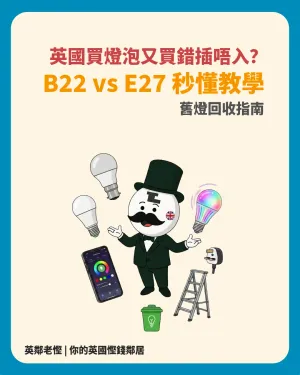 英國燈泡買錯插唔入？B22與E27點樣分？智能燈泡比較、DIY換燈安全與舊燈泡回收指南